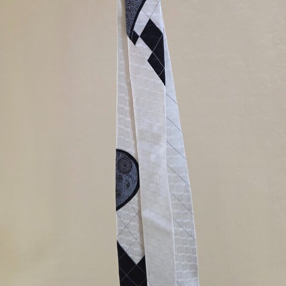 Enrico Capucci Black Gray Cream Retro e4" W 100% Silk Vintage Necktie Tie 58" - Picture 4 of 11